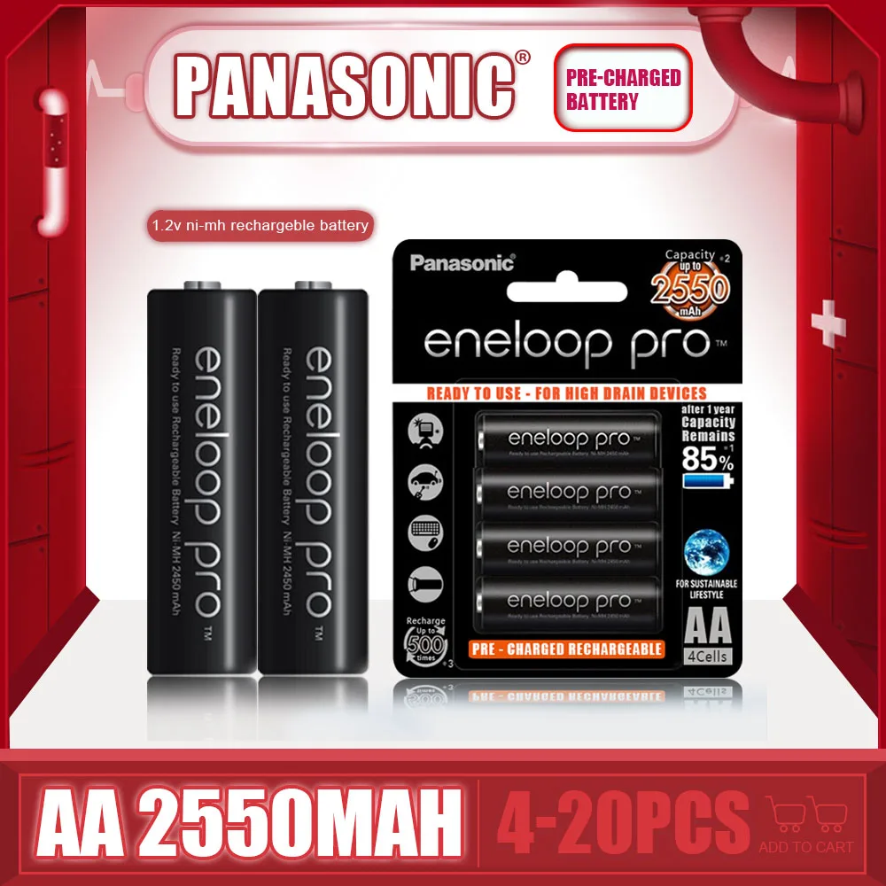 Аккумуляторы Panasonic Eneloop 2550 мА · ч AA 1 2 в Ni-MH для электрических игрушек фонарика