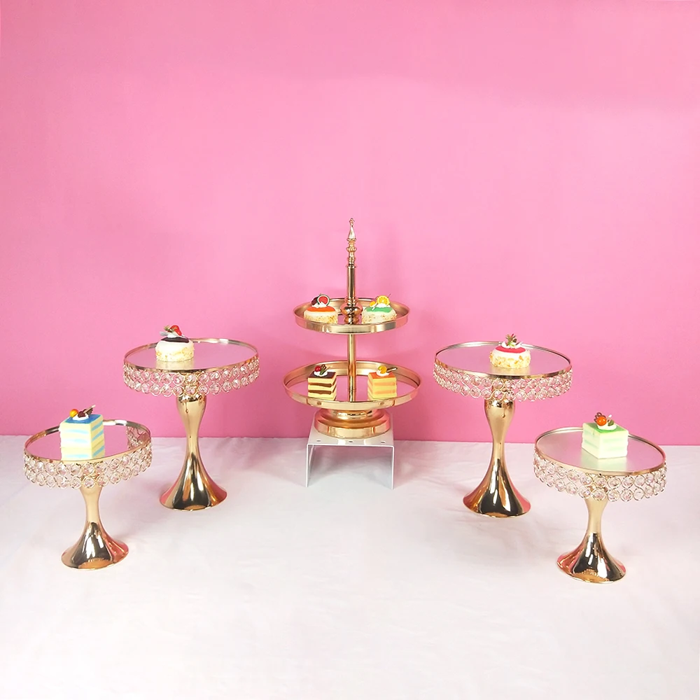 5 шт прибытие золотой кристалл торт стенд набор Гальваническое Золотое зеркало лицо помадка кекс сладкий стол конфеты бар украшения стола