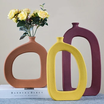 

Nordic minimalist ceramic vase Modern hit color geometric home decoration Vase Furnishing Articles home living room decor vase