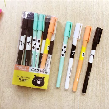 

48 pcs/lot Cartoon Animal Erasable Gel Pen Cute 0.38 mm black ink Signature Pen School Office writing Supplies Promotional Gift