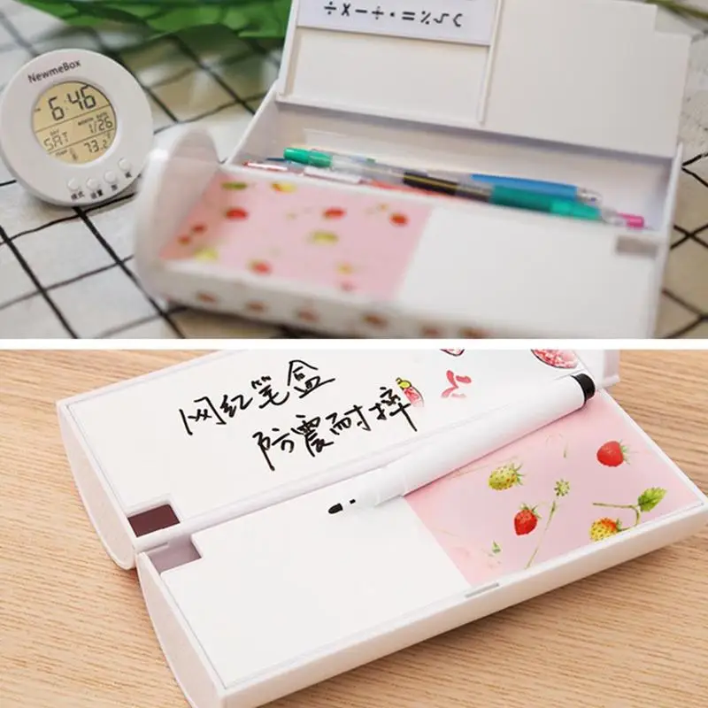 

1pcs Multi-function Pencil Case Creative Pencil Box With Mirror Calculator Erasable Whiteboard Pen Reusable Pen Stationery
