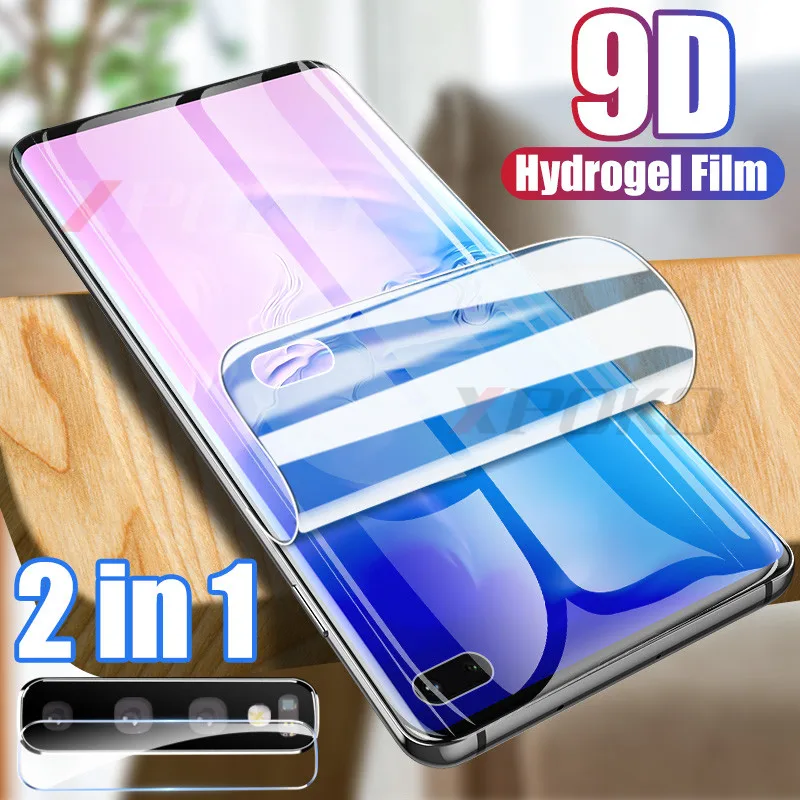 2 в 1 защита экрана объектива камеры для samsung S10 S9 S8 Plus S10E Гидрогелевая пленка Note 10 9 8