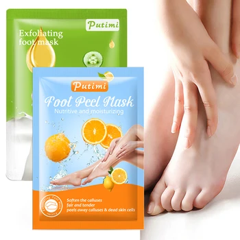 

PUTIMI 2pair Lemon Nourishing Foot Mask Exfoliating Socks Foot Spa Bath Mask Remove Dead Skin Foot Peeling Mask for Legs