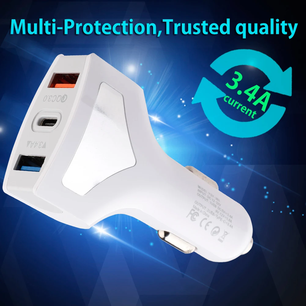 5V 3.5A QC3.0 быстрая зарядка, автомобильное зарядное устройство для автомобиля с двумя портами USB для телефона Зарядное устройство