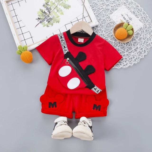 New Summer Baby Clothes Suit Children Fashion Boys Girls Cartoon T-Shirt Shorts 2Pcs/set Toddler Casual Clothing Kids Tracksuits JH mq S Red