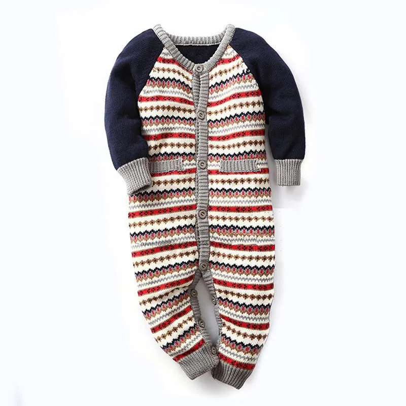 Утепленный теплый вязаный свитер с капюшоном для новорожденных мальчиков и девочек, комбинезон для малышей, Комбинезоны для младенцев, зимняя одежда для детей от 0 до 18 месяцев - Цвет: 12