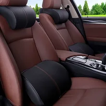 3D пены памяти PU кожаный комплект Автомобильная подушка для шеи поясничная поддержка поясничная Подушка под голову универсальные автомобильные аксессуары Подголовник с 3Д поясницу кожа авто подушка поясницы память