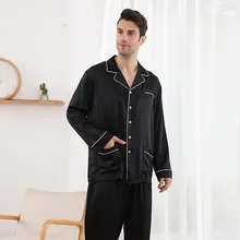 Mens Silk Satin Pajamas Pyjamas Set Sleepwear Loungewear  Fits All Season Gifts Best Optional And for Healthy