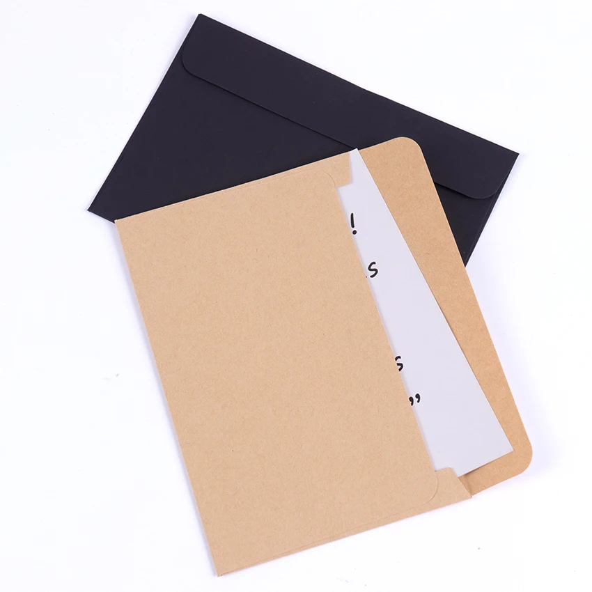

10Pcs/Pack Black Craft Paper Envelopes Vintage European Style Envelope For Card Scrapbooking Gift