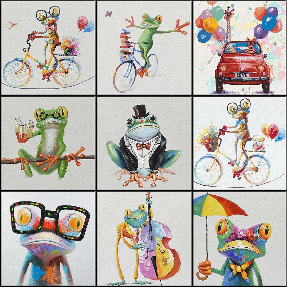 

Abstract Happy Frogs Animals Painting By Numbers Acrylic Paint Drawing On Canvas Hand Painted Oil Painting Unique Gift 50x50CM