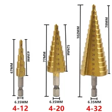 

Step Drill Bit Set High Speed Steel Titanium Metal Woodworking Cone Cutting Staggered Drilling Electro Power Tools Accessories
