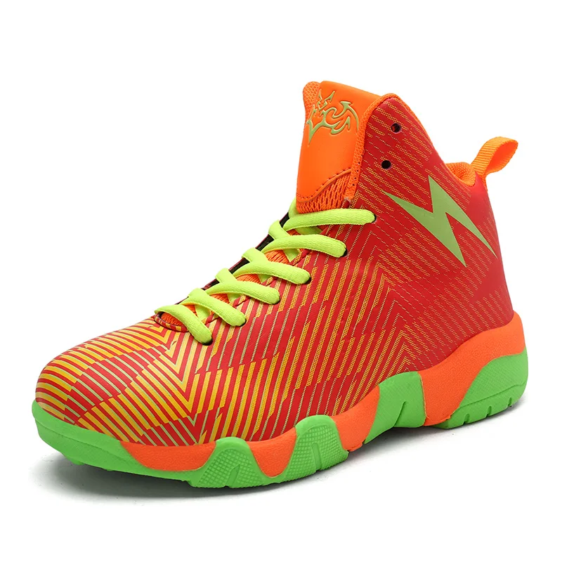Детская Баскетбольная обувь; Мужская обувь; Kyrie 4; ретро 11; 9; Uptempo Boots; кроссовки; Lebron; Молодежная обувь для мальчиков - Цвет: Оранжевый