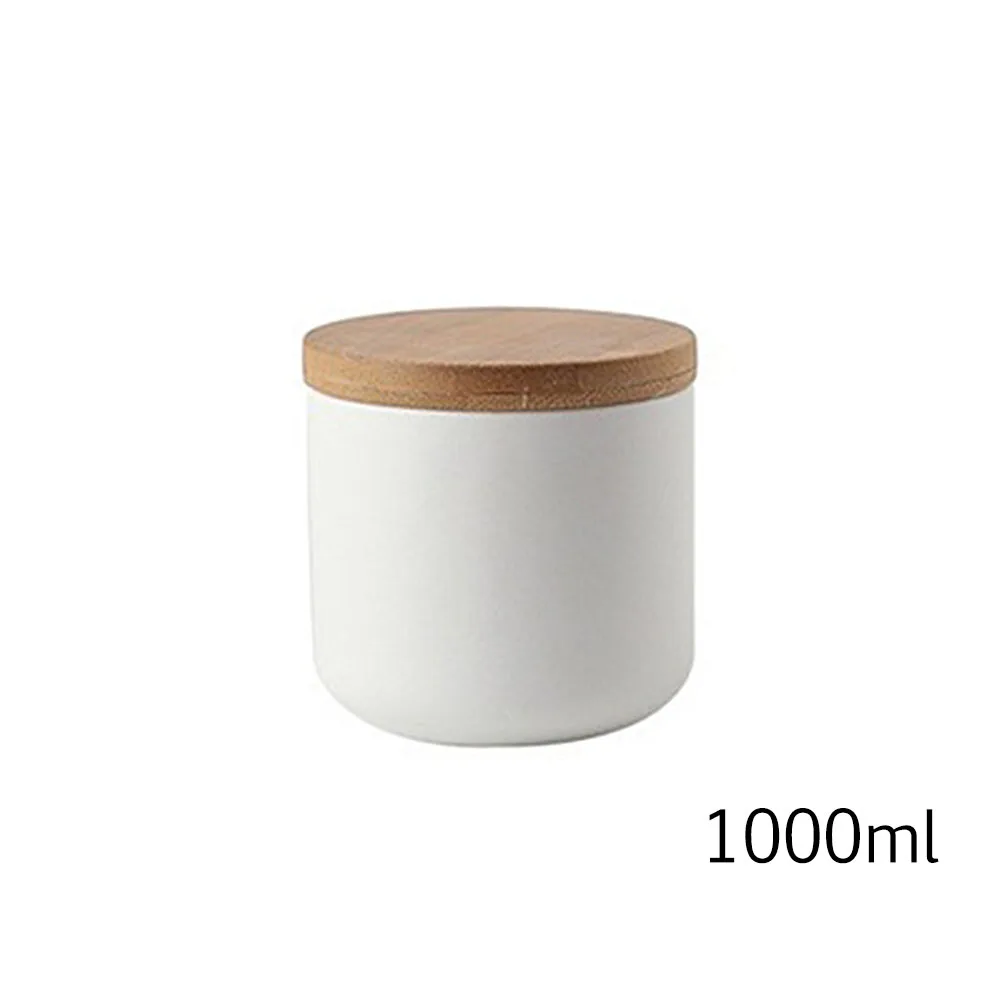 White 260ml Керамические запечатанные банки с герметичным уплотнением бамбуковой крышкой домашняя кухонная для хранения может массовый контейнер для Приправа к пище для чай со специями кофе - Цвет: White 260ml