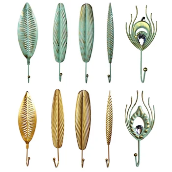 

Creative Storage Hook Peacock Feather Metal Kitchen Bathroom Door Hat Single Wall Hanger Houseware Accessories Wall Decoration