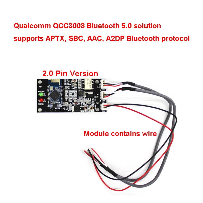 5,0 Bluetooth модуль QCC3008 QCC3003 CSR64215 без потерь APT-X Беспроводная Bluetooth плата аудиоресивера семейный автомобильный аудио DIY модуль - Цвет: QCC3008  2.0 Pin