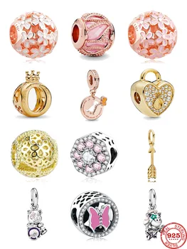 

2020 new lock clip butterfly white pink daisy flower arrow fit Original Pandora charms silver 925 bracelet diy jewelry marking