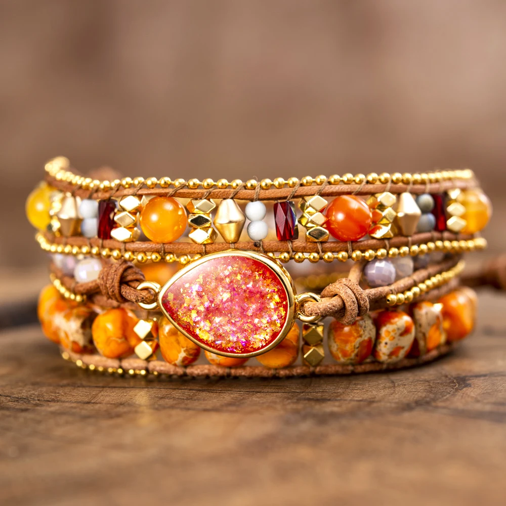 Fiery Opal Wrap Bracelet