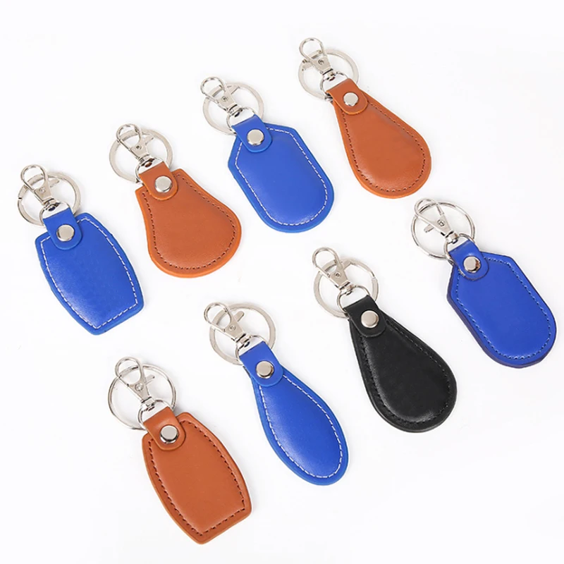 

100pcs/Lot Leather Keychain PU Leather Keyring DIY LOGO