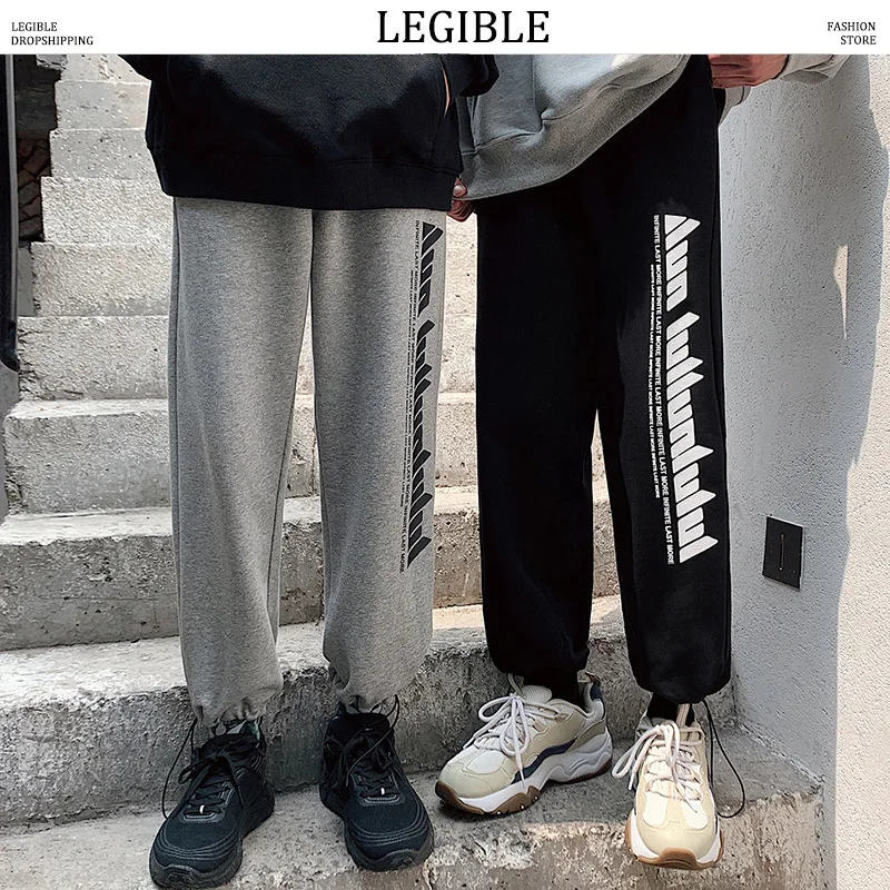 2020 прямые мужские брюки Legible повседневные широкие штаны до щиколотки с