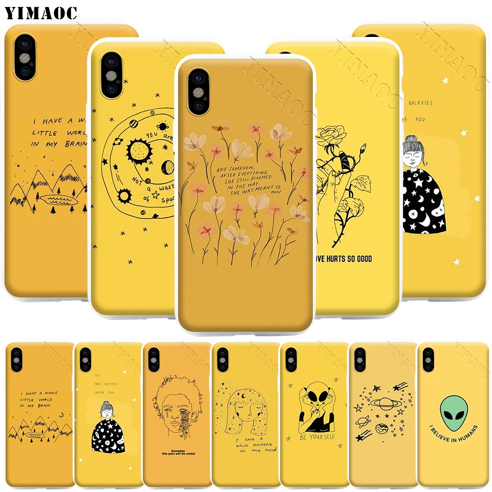 YIMAOC желтый чехол для телефона с изображением инопланетянина в эстетике iPhone 11 Pro XS