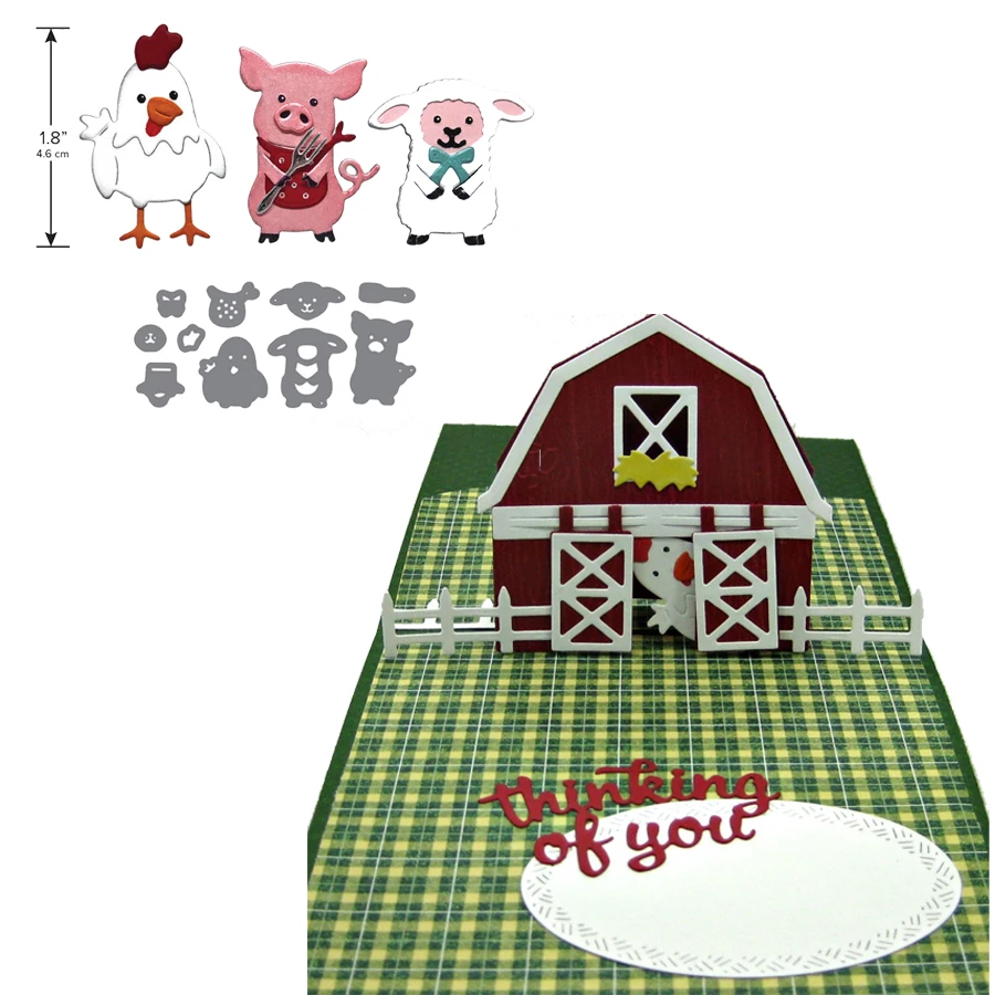 

Cute Animal Chick Piggy Little Sheep Multiple Pieces Metal Cutting Dies For DIY Scrapbooking Album Paper Card New Design 2020