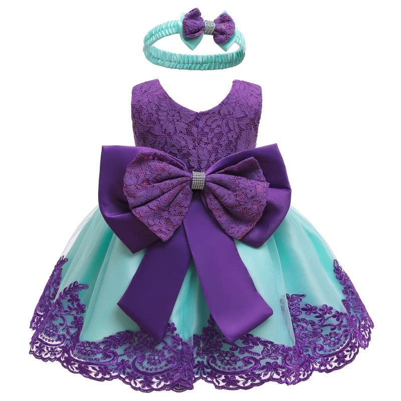 Рождественское кружевное платье с цветочным рисунком 1 год День рождения бальное платье для маленьких девочек для крещения, Платье для малышей Одежда для новорожденных платье-пачка с бантом, Головные уборы