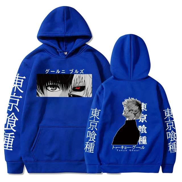 Tokyo Ghoul Anime Hoodie Pullovers Sweatshirts Ken Kaneki Graphic Printed Tops Casual Hip Hop Streetwear Blue 1