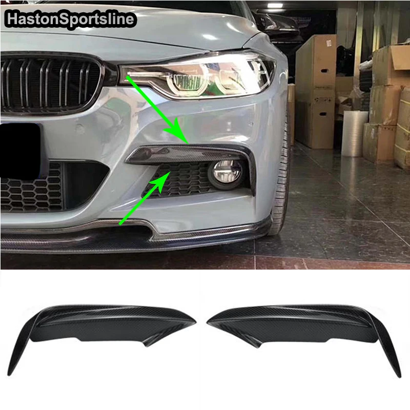 

For BMW 3 Series F30 F35 Carbon Fiber Front Bumper Trim Fog Light Cover Fog Lamp Trim 2013~2018 Only Mtech M Spotr