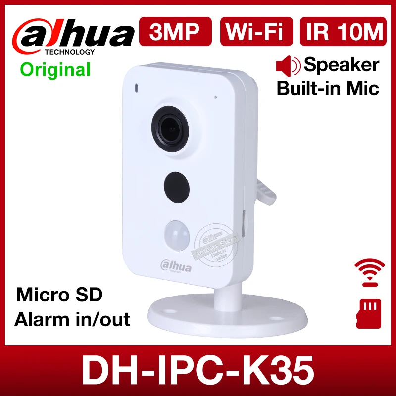 Оригинальная встроенная сетевая Wi Fi камера Dahua стандарта 3MP K IR 10m Micro SD карта H.264