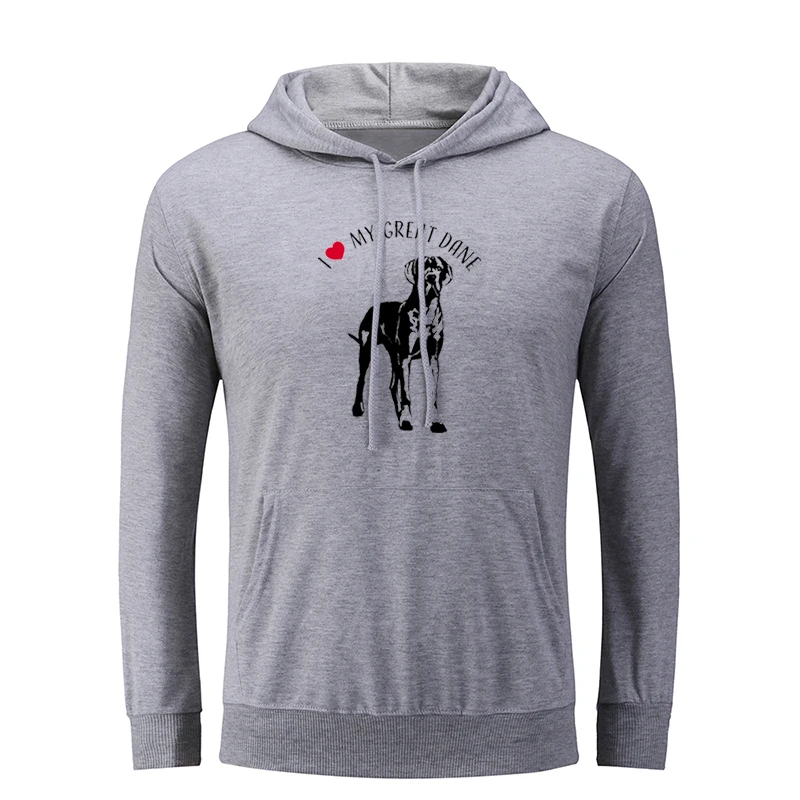 icWM2343G DC супергерой Брюс Уэйн Бэтмен Толстовка I Love My Great Dane Мужская графическая Толстовка струны пуловер с капюшоном Рождественский подарок - Цвет: icWM2343G