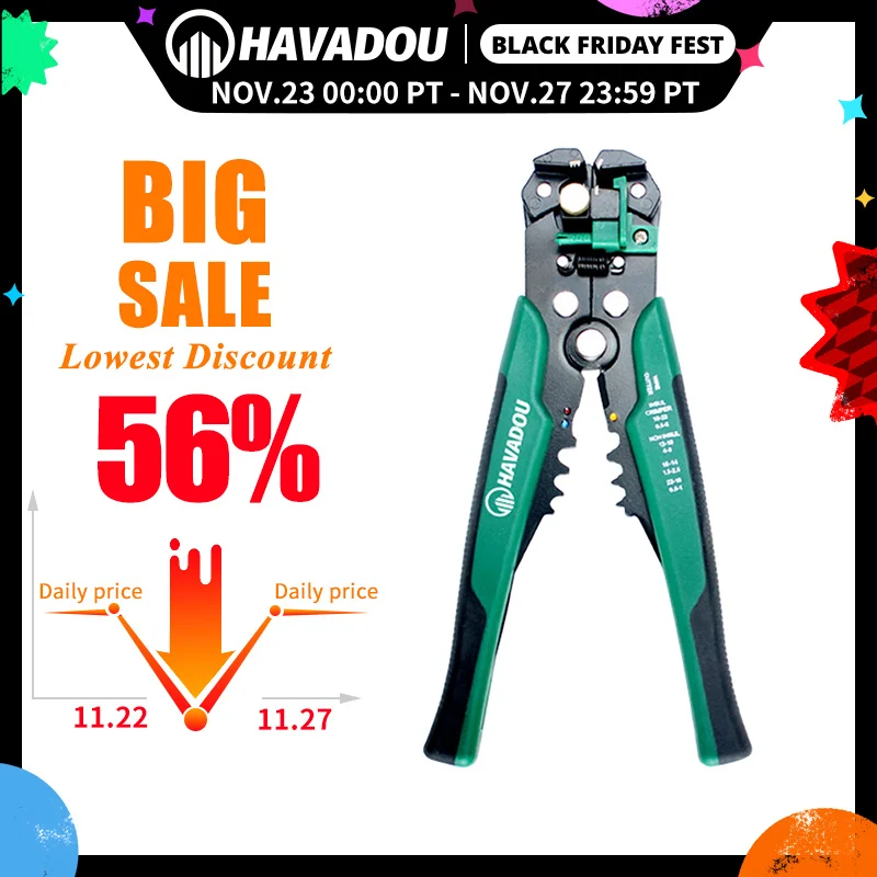 

HAVADOU Automatic Wire Stripper Crimper Cable Cutter Multifunctional Stripping Tools Crimping Pliers Terminal Tool Hand tools