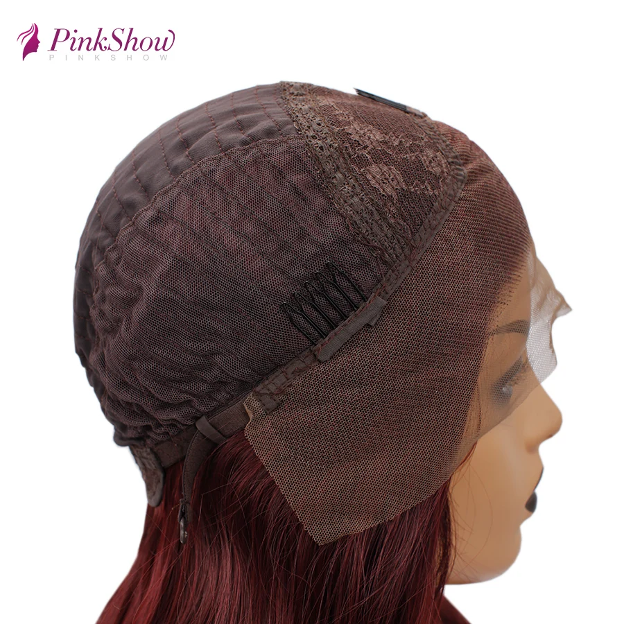 Pinkshow красный парик фронта шнурка синтетические парики для черных женщин длинные волнистые натуральные волосы термостойкие волокна парик