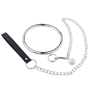 

Wear Jewelry of Polished Shining Solid Stainless Steel Slave Lockable Torque Necklace Collar with O Ring and Metal Chain