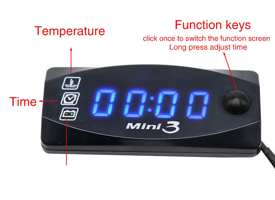 Alconstar-KOSO мини-стиль инструкция светодиодный дисплей метр Многофункциональный 3 в 1 температура воздуха+ время+ вольт измеритель скутер велосипед