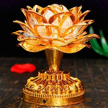 

Lotus Flower Lamp Buddhist Prayer Lamps 52 Buddhist Songs Buddha Music Machine LED Color Changing Buddha Temple Light