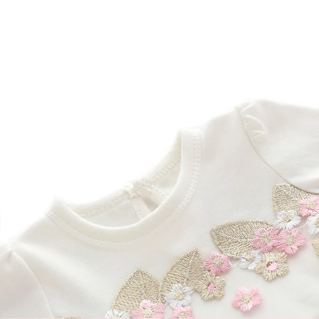 Платье для маленьких девочек От 0 до 2 лет милое Хлопковое платье с вышивкой для новорожденных Детское платье для дня рождения одежда для малышей белое платье для маленьких девочек