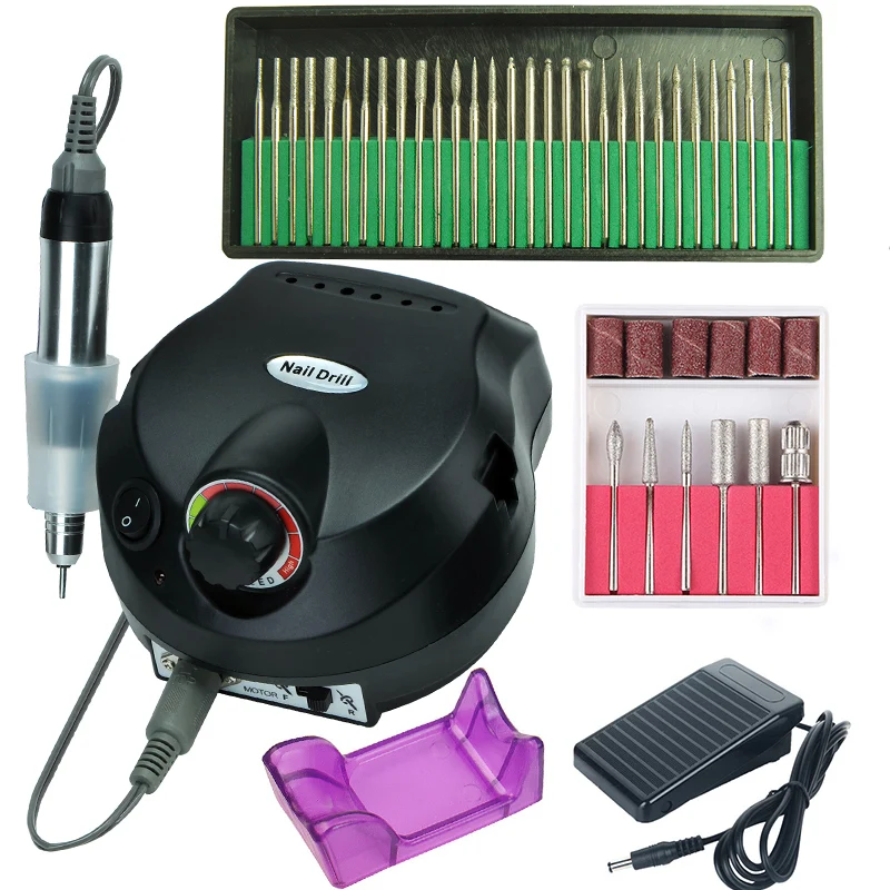 35000/20000 RPM Electric Nail Drill Machine Set Mill Cutter Left Hand Bits for Manicure Pedicure Gel Cuticle Strong Rotary File - Цвет: 35000 black