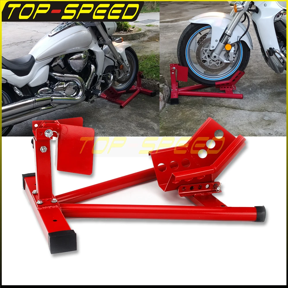 MotorcycleStandsFrontWheelLiftStandTyreTireWheelChockSelfLockingParkingRackSport
