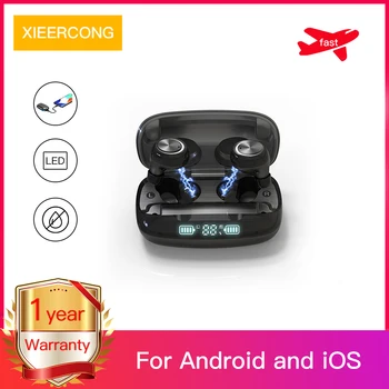 3500 led bluetoothワイヤレスイヤホンヘッドフォンイヤフォンtwsタッチコントロールスポーツヘッドセットノイズキャンセルイヤホンヘッドホン