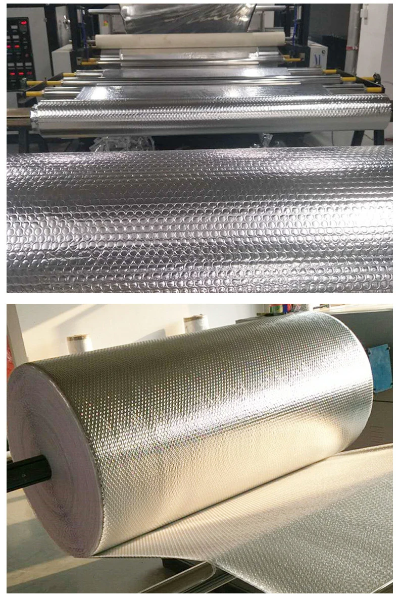 Three Layers Aluminum Foil Bubble Reflecting Film And Sunscreen Heat Insulation Foil for Building Roof and Room, 50sqm/roll