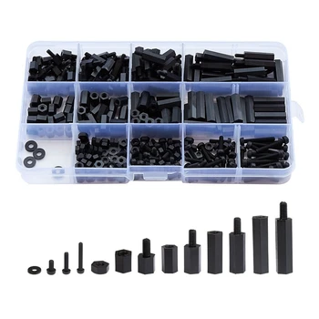 

SHGO HOT-Male Female Nylon Hex Spacer Standoff Screw Nut Threaded Pillar PCB Motherboard Assorted Kit (320PCS M4,Black)