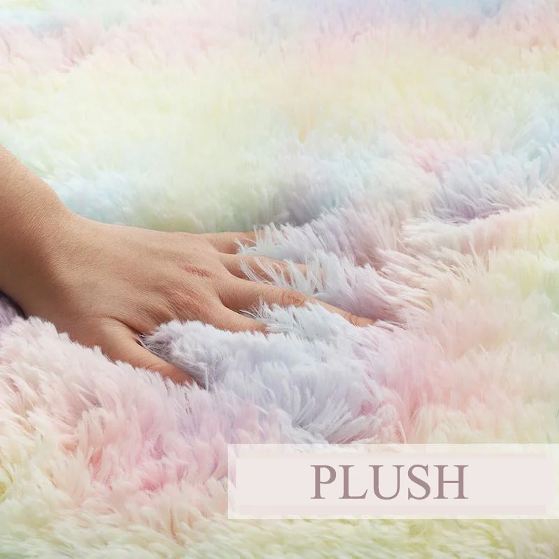 Round Plush Carpet For Living Room Anti-slip Fluffy Large Area Mat Thick Bedroom Decorative Carpets Floor Soft Rug Home Pink Rug