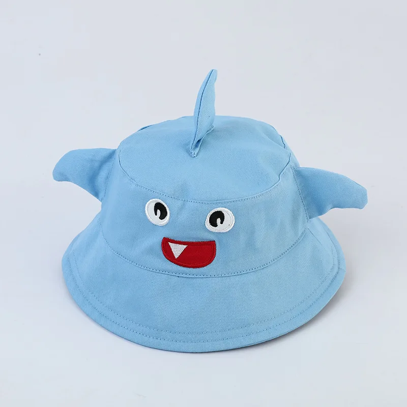 

Bucket Hat Boy Kids Summer Beach Sun Protection Wide Brim Strap Blue Shark Holiday Outdoor Accessory For Baby