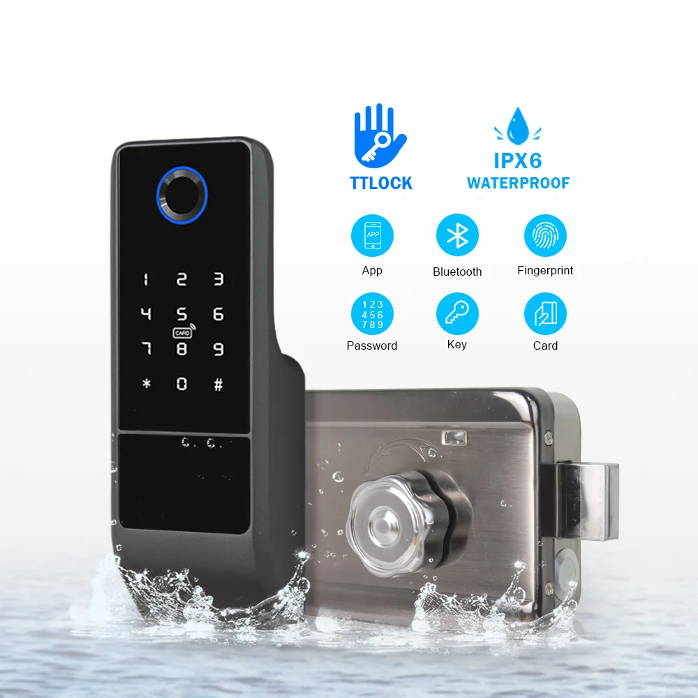 IPX6 Водонепроницаемый дверной замок отпечатков пальцев уличные Bluetooth Смарт замки