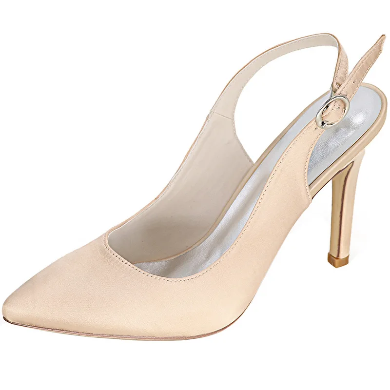 Women Shoes Classic Office & Career Pointed Toe Pumps Sexy Silk 9.8CM Thin High heels Buckle Strap zapatos de mujer size 35-42