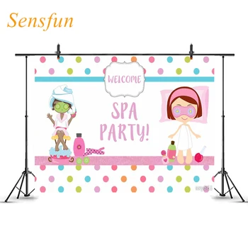 

LEVOO Photography Background Welcome Spa Party Girls Polka Dots Backdrop Photographic Photo Studio Shoot Props Photocall Vinyl