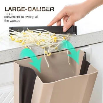 

Wall Mounted Folding Waste Bin Kitchen Cabinet Door Hanging Trash Bin Garbage Car Trash Can Wall Mounted Foldable Cleaning