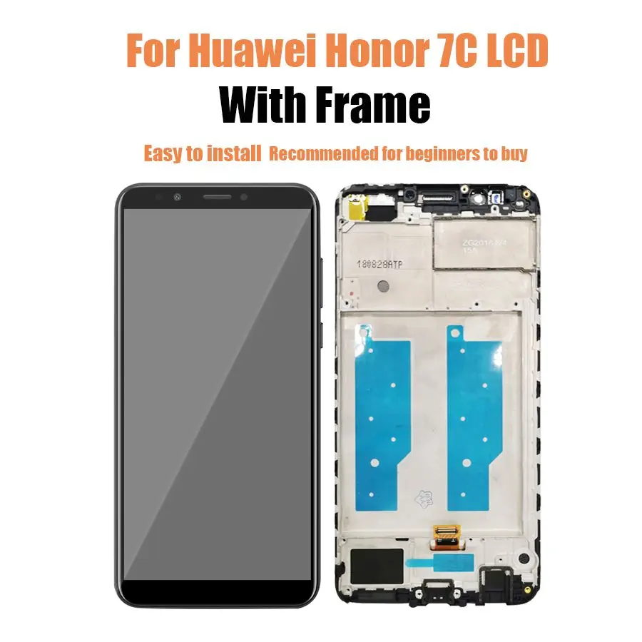 PINZHENG AAAA экран для huawei Honor 7C 7A Pro ЖК-дисплей сенсорный экран дигитайзер замена lcd S screen AUM-L41 экран - Цвет: Frame Black 7c