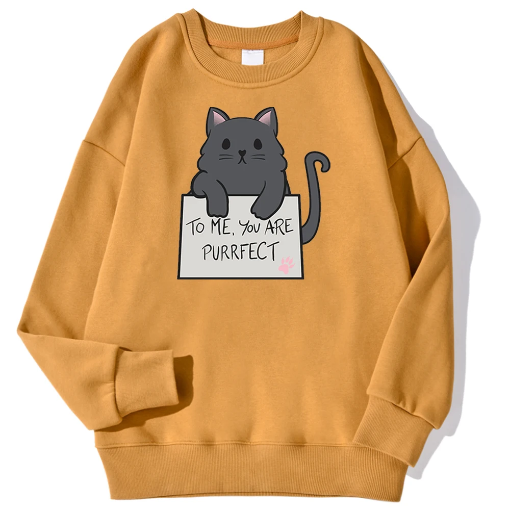 

To Me You Are Purrfect Cat Prints Men Clothing Anime Pullover Hoodies Harajuku Hoodys Clothes Casual O-Neck Mens Streetwear