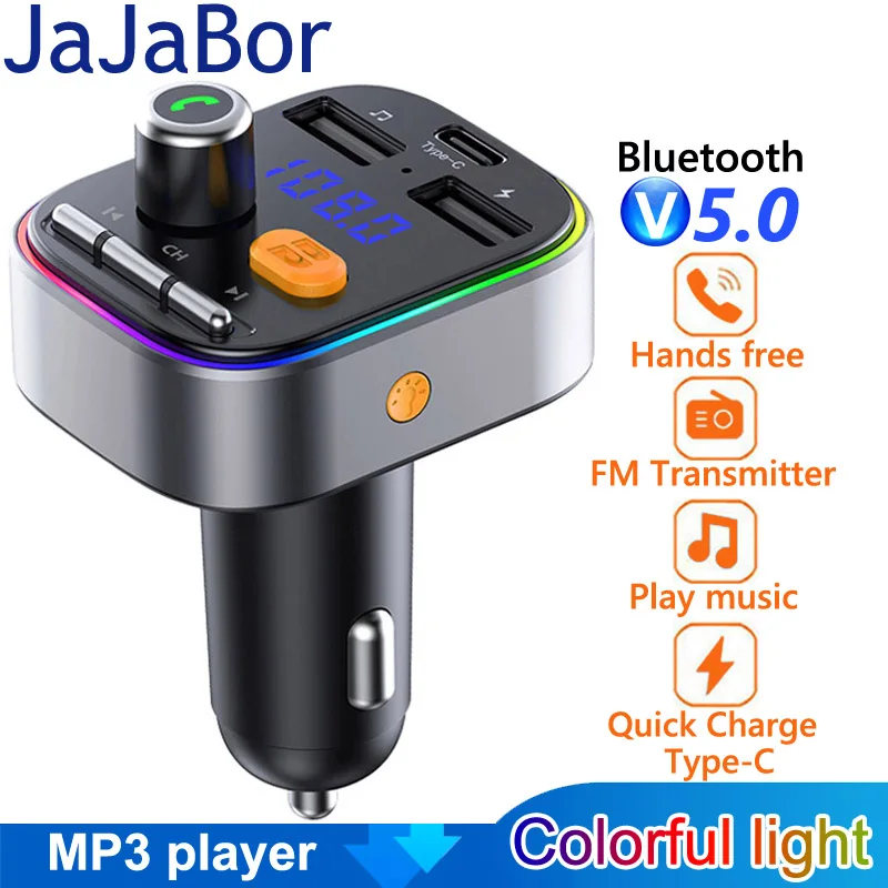 JaJaBor Bluetooth Car kit Handsfree FM Transmitter Music Play Car MP3